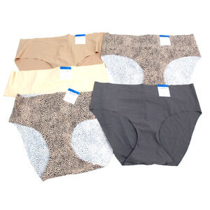 Lot of 5 Panties Underwear Womens XL Hipster Alfani Gray Beige Leopard New